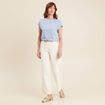 Pantalon droit taille basculée ecru femme