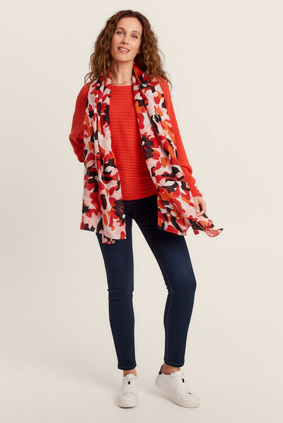 Pull manches longues orange femme