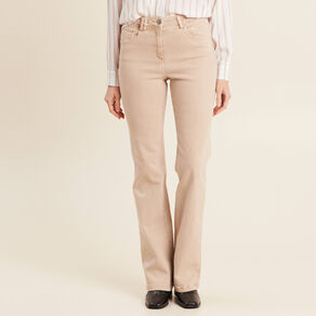 Jean bootcut taille haute denim beige femme