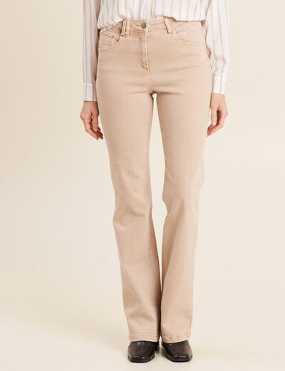 Jean bootcut taille haute denim beige femme