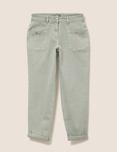 Jean coupe mom 7/8&egrave;me vert clair femme