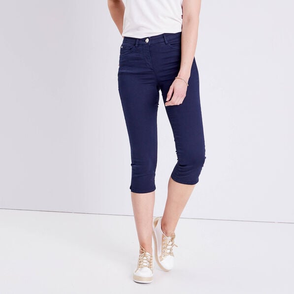 pantacourt droit taille standard bleu marine femme Pantacourt droit taille standard bleu marine femme