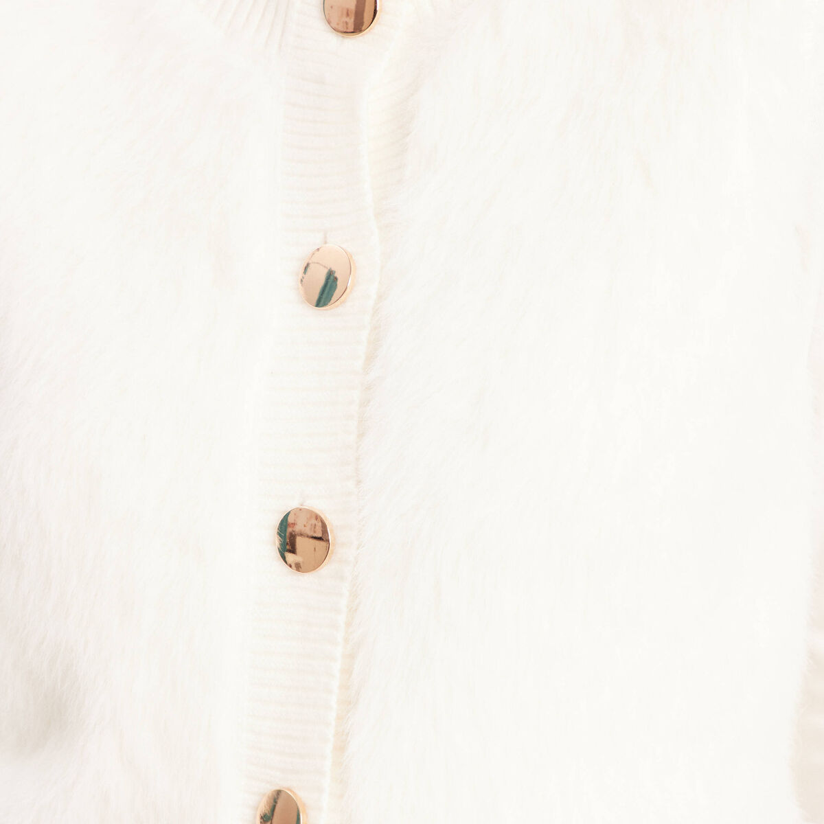 Gilet sans manches duveteux ecru femme