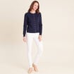 Gilet manches longues col rond bleu marine femme