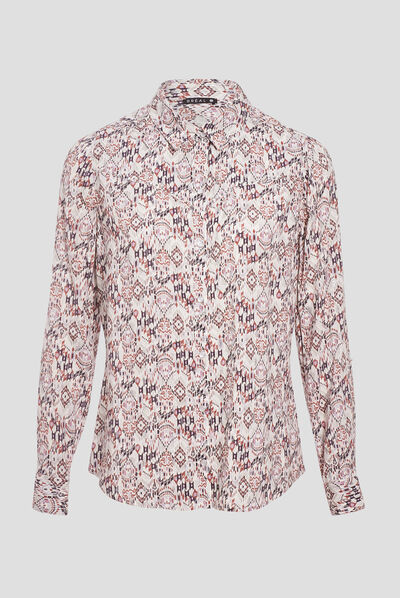 Chemise manches longues ecru femme