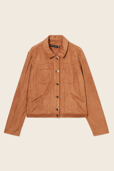 Veste droite suédine beige femme