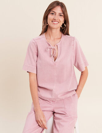 Blouse structur&eacute;e rose femme