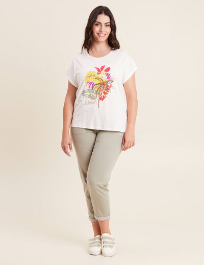 T-shirt manches courtes ecru femme