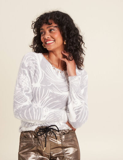 Pull manches longues gris femme