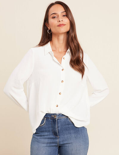 Chemise fluide manches longues ecru femme