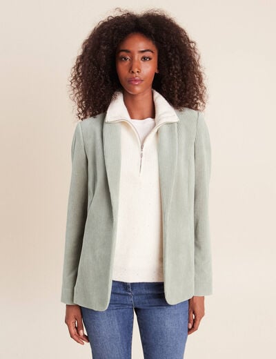 Veste tailleur velours vert clair femme