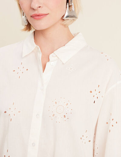 Chemise manches longues ecru femme