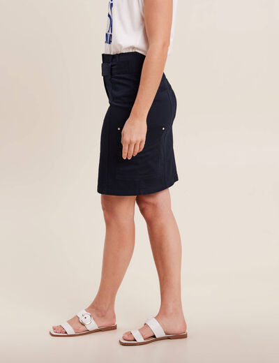 Jupe cargo ceinturée bleu foncé femme