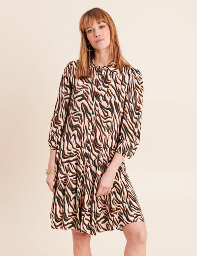 Robe courte &eacute;vas&eacute;e col chemise noir femme