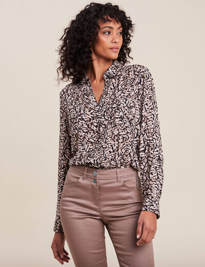 Chemise manches longues marron clair femme