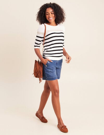 Pull col rond noir femme