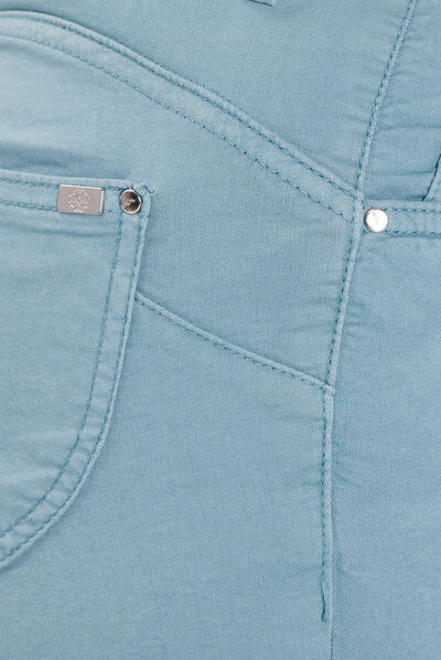 Pantalon léger taille standard 7/8ème bleu canard femme