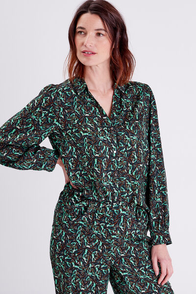 Chemise manches longues vert pastel femme