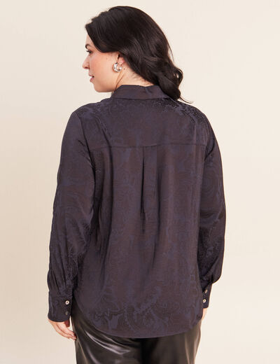 Chemise manches longues bleu femme