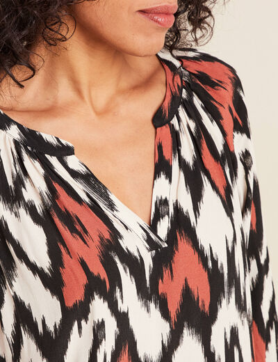 Blouse manches 3/4 orange femme