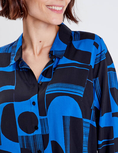 Chemise manches longues bleu electrique femme