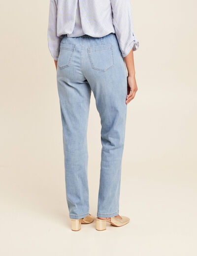 Pantalon jogpant 7/8ème en coton denim double stone femme