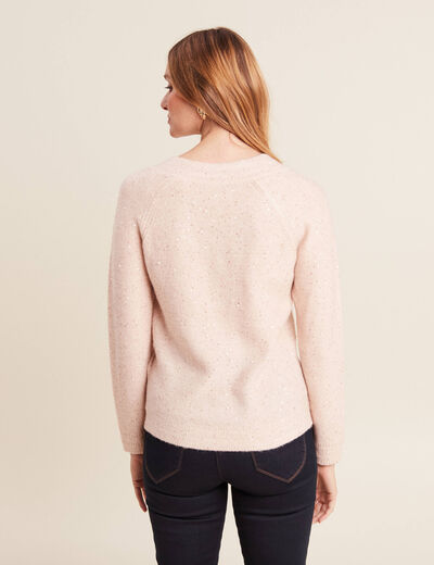 Pull manches longues rose poudrée femme