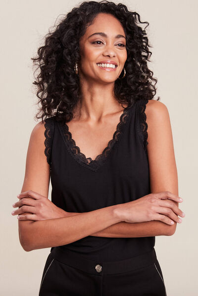 Débardeur bretelles larges noir femme