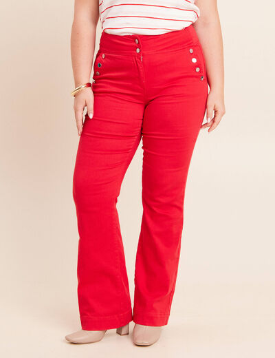 Pantalon coupe bootcut &agrave; pont rouge fluo femme