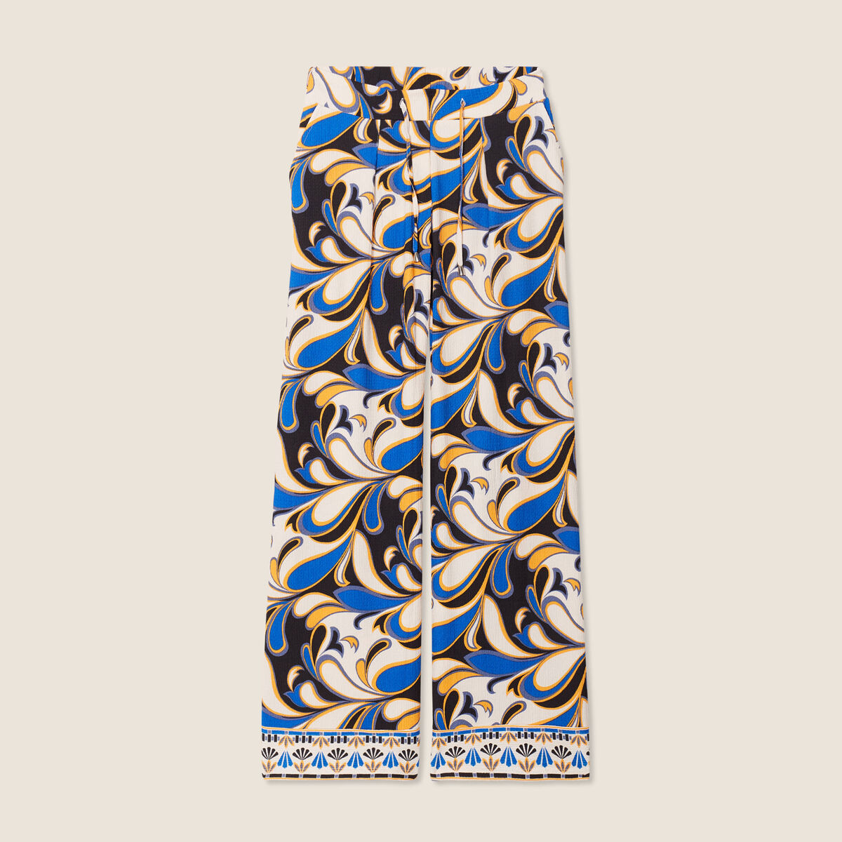 Pantalon large à coulisse bleu femme