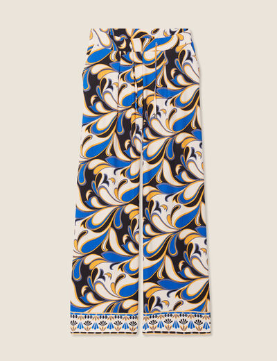 Pantalon large à coulisse bleu femme