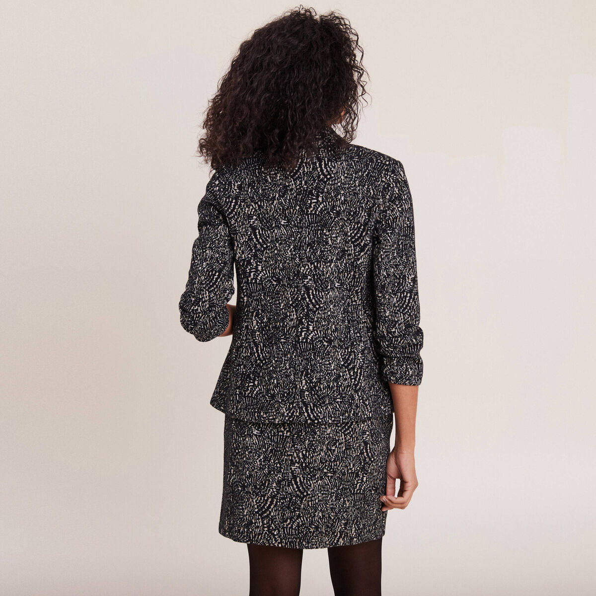 Veste tailleur manches 3/4 noir femme