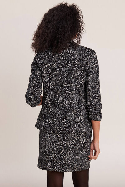 Veste tailleur manches 3/4 noir femme