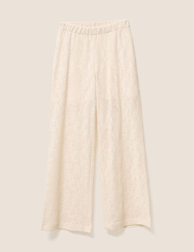 Pantalon crochet femme ecru femme