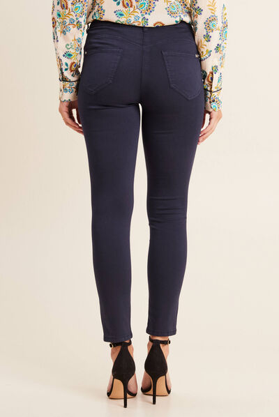 Pantalon léger taille standard 7/8ème bleu marine femme
