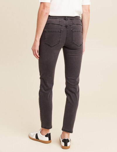 Jean ajusté taille basculée denim gris femme
