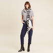 Pantalon coupe mom 7/8&egrave;me bleu marine femme
