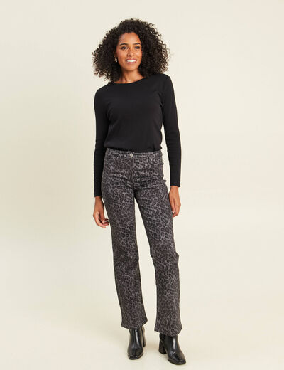 Pantalon bootcut taille bascul&eacute;e gris ardoise femme