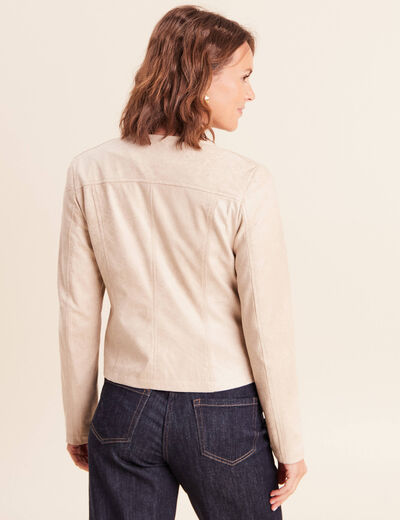 Veste droite zipp&eacute;e beige femme
