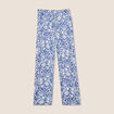Pantalon ample taille haute bleu femme