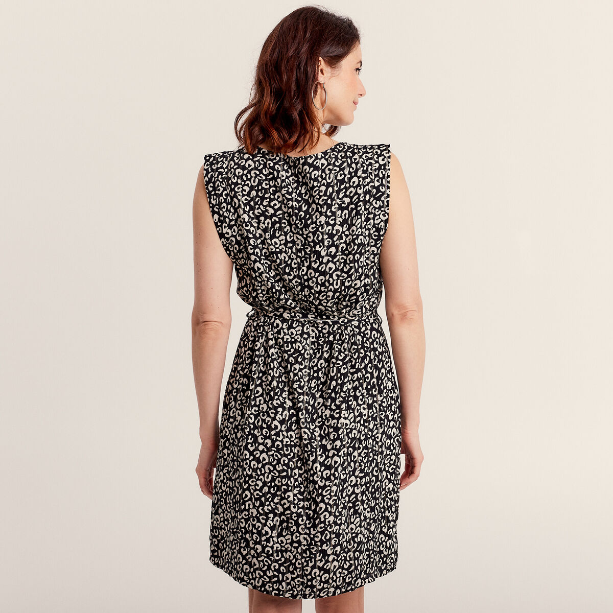 Robe droite ceinturée noir femme