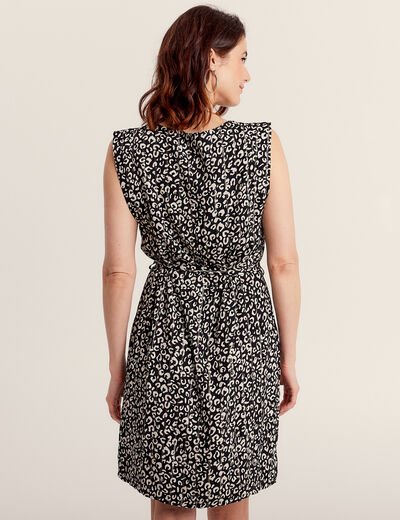 Robe droite ceinturée noir femme