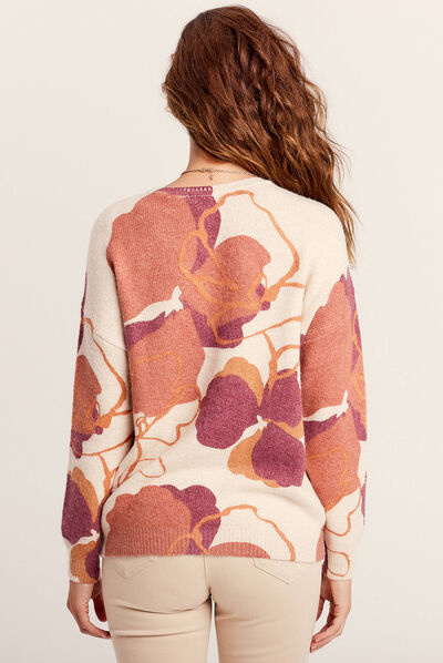 Pull manches longues blanc femme