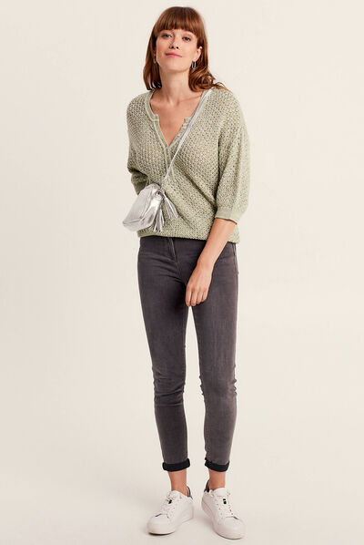 Pantalon ajusté 7/8ème gris femme