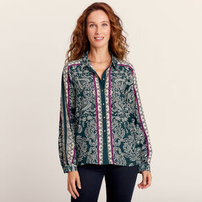 Chemise manches longues vert femme