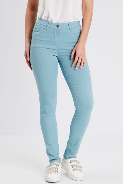 Pantalon léger taille standard long bleu canard femme