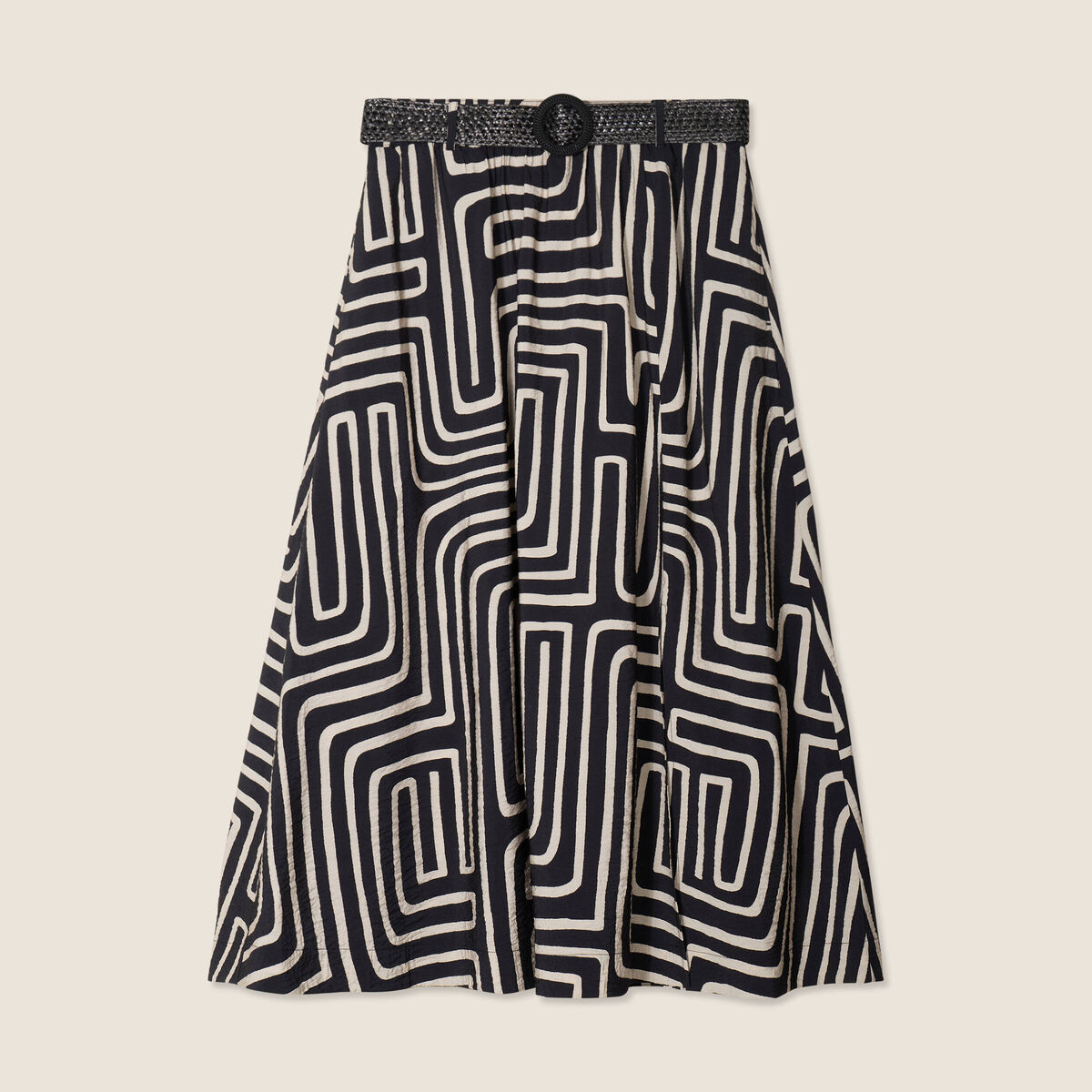 Jupe longue évasée fendue noir femme