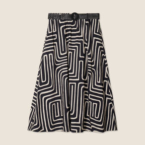 Jupe longue évasée fendue noir femme