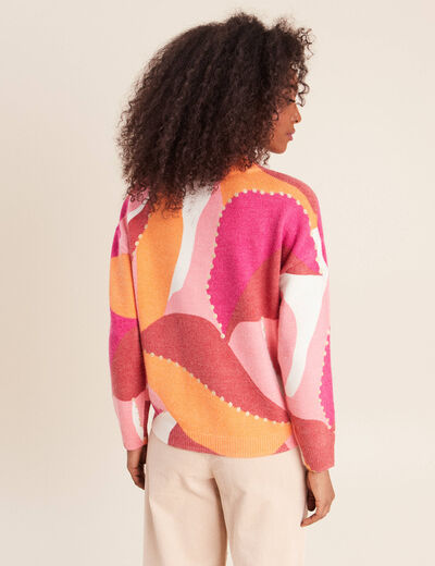 Pull col montant orange femme