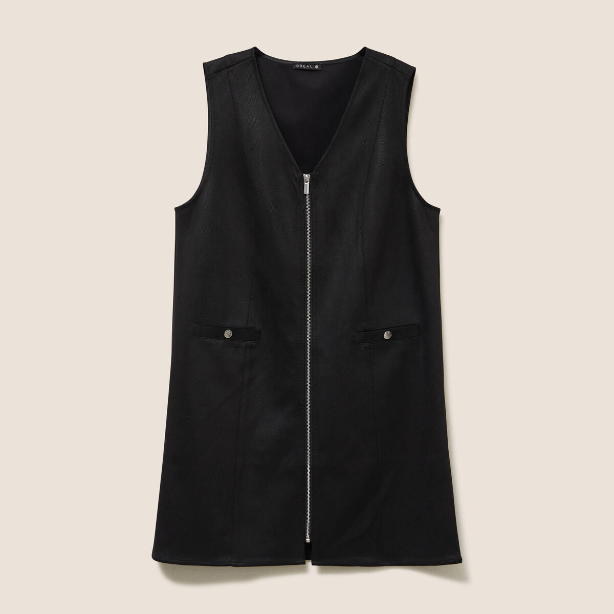 Robe chasuble su&eacute;dine noir femme